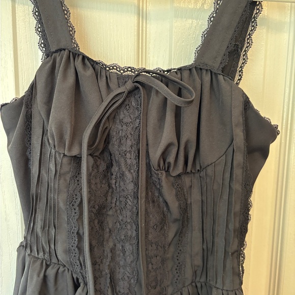 Dresses & Skirts - Black Coquette Girl Y2K Black Dress with Tie Front Bodice Women’s Size Small